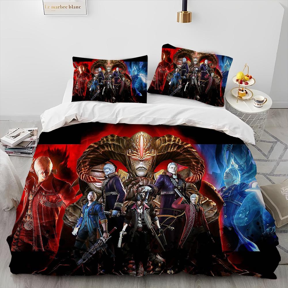 D-Devil May Cry DMC Game Gamer Comforter Bedding Set,Duvet Cover Bed Set Quilt Cover Pillowcase,king Queen Size Bedding Set Kid
