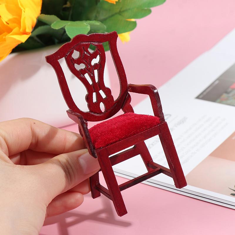 1/12 Dollhouse Miniature Dining Furniture Wooden Chair High Chair Exquisite Collection For Doll House Decoration