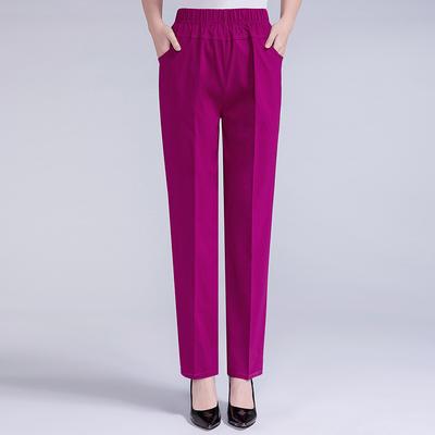 Women's Spring and Summer High-waist Stretch Straight Casual Trousers, Thin Middle-aged and Elderly Nine-point Women's Pants