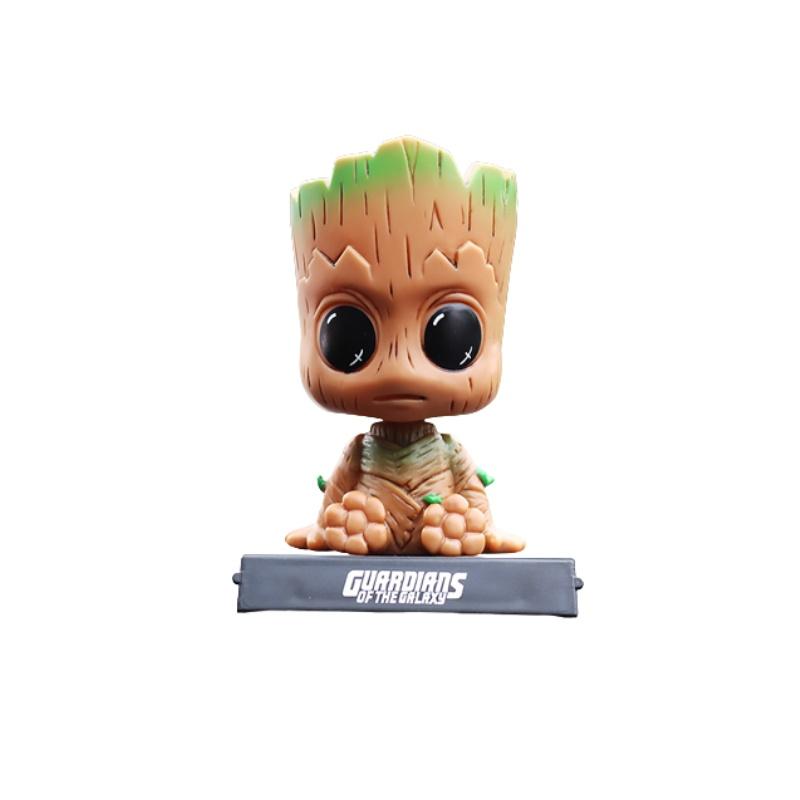 Мультяшная машинка с качающейся головой, кукла, украшение интерьера, пружинная качающаяся голова, подставка-держатель для телефона Groot