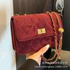 Suede Bag Women's 2025 New High-end Retro Diamond Chain Single Shoulder Underarm Bag Crossbody Small Square Bag