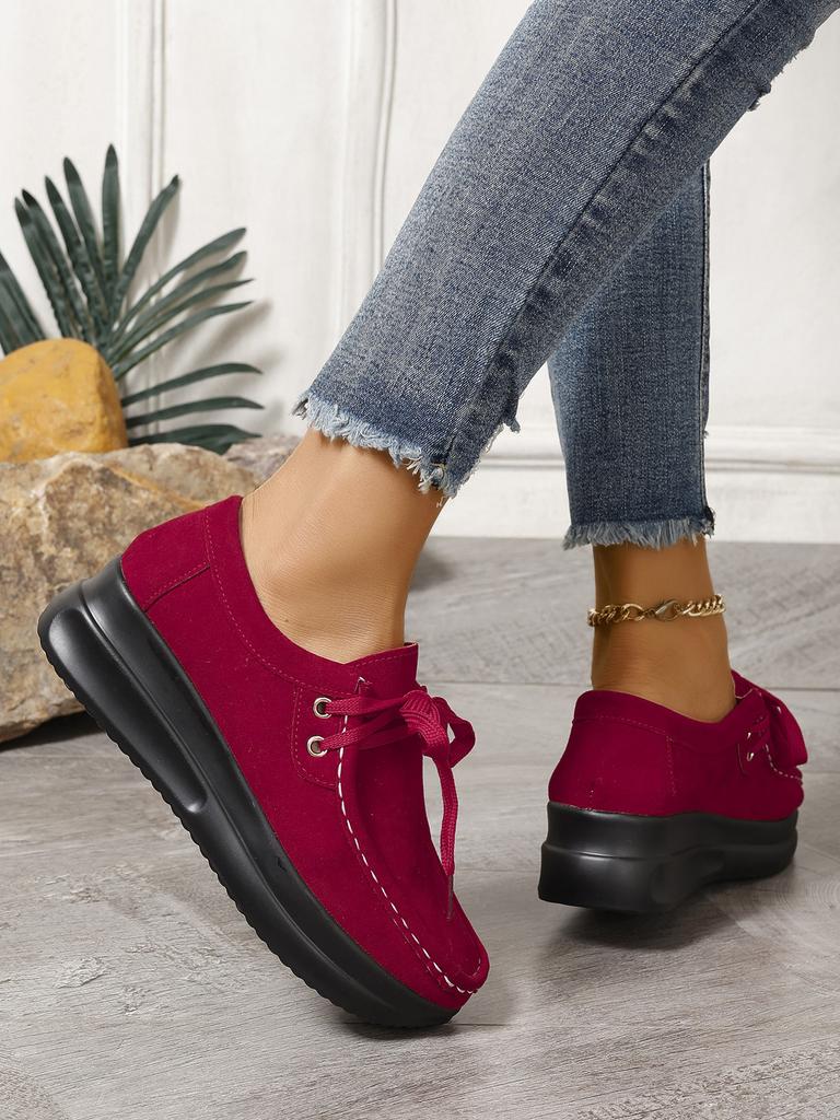 Foreign Trade Large Size 2025 Spring and Summer New Large Size Lace-up European and American Single Shoes Platform Casual Women's Shoes
