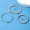 3 Pcs Women Bracelets Rhinestone Decor Hollow Infinite Symbol Heart Stackable Wrist Jewelry Lady Prom Party Wedding Bangle Set