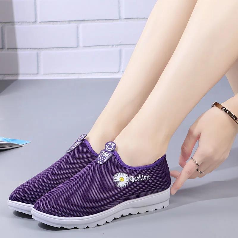 Buty damskie Wiosna i jesień Niskie buty z tkaniny Antypoślizgowe trampki na miękkiej podeszwie