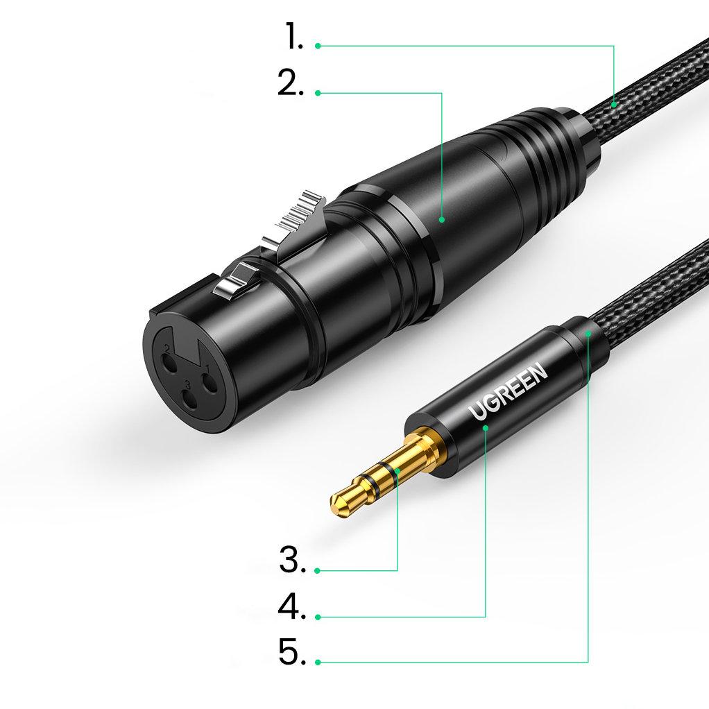 Audio cable 3.5mm mini jack (male) - XLR (female) 1m black