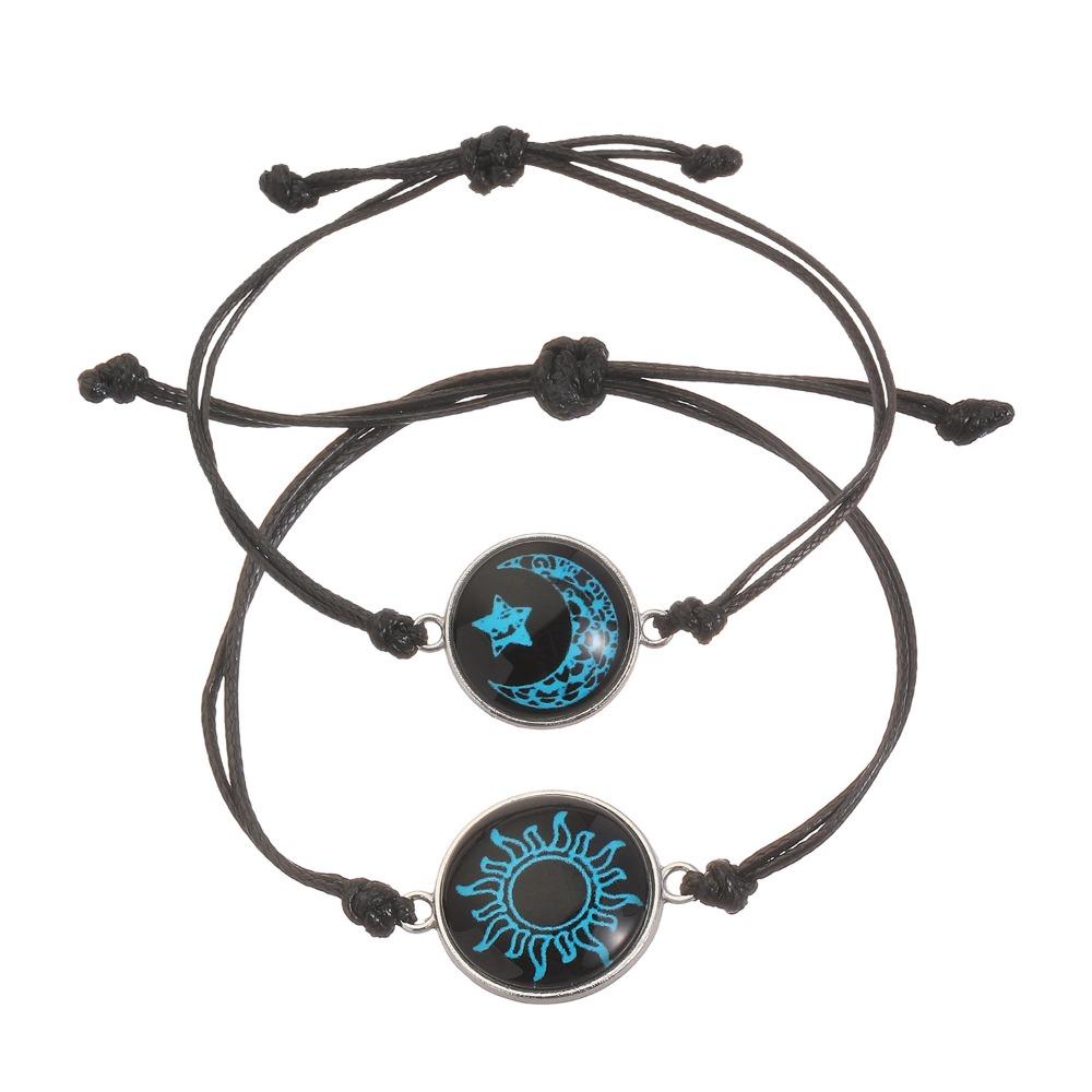 Couples Bracelet for Women Lover Luminous Sun Moon Rope Charm Friendship Girlfriend Party 2 PCS/Set Jewelry Gift