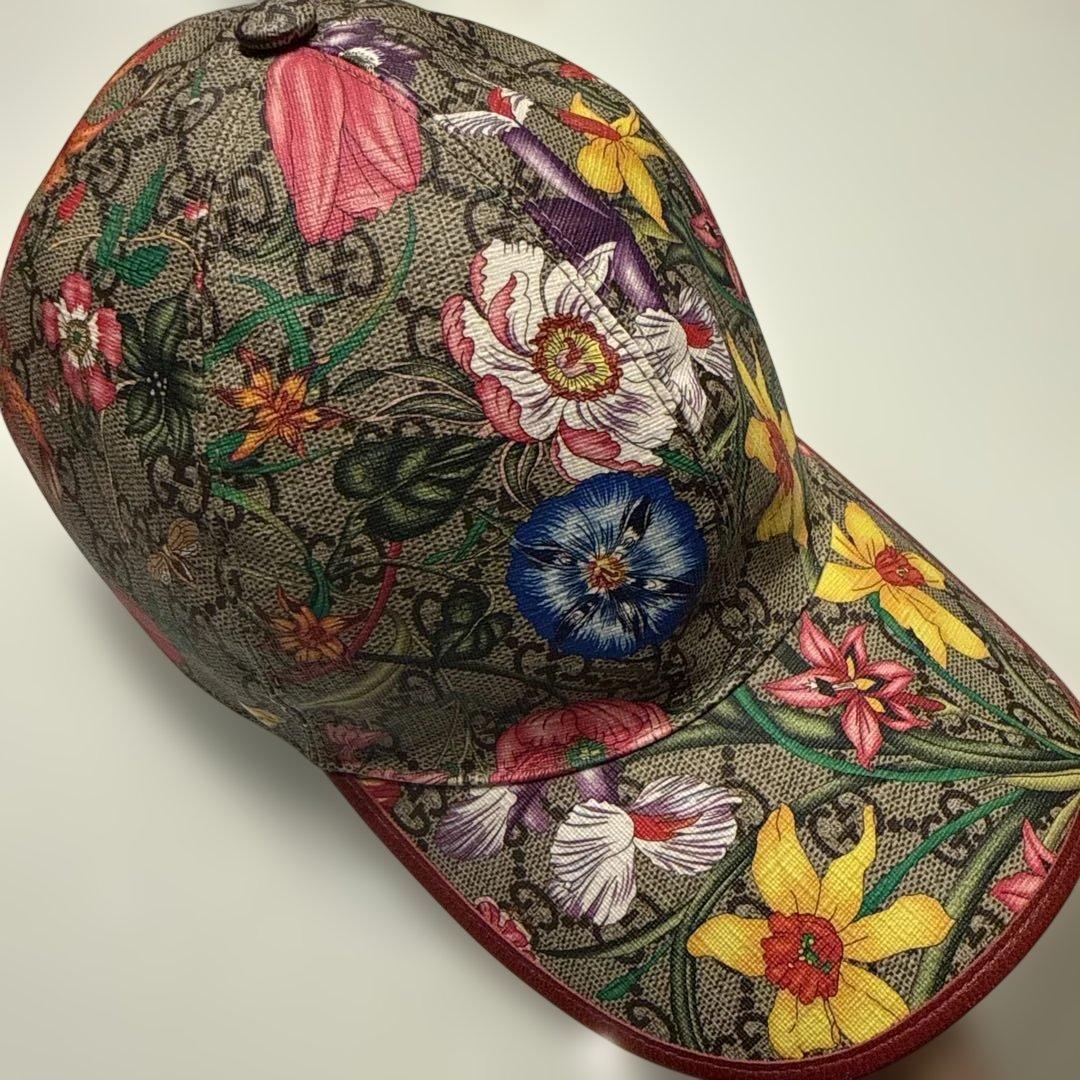 Used GUCCI GG Supreme Flora Baseball Cap M 57cm