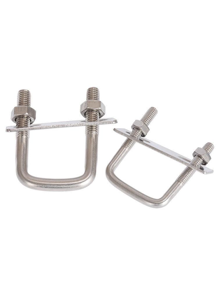 304 Stainless Steel U-Shaped Pipe Clamp Set with Baffle, Bolt, Screw Nut, and Saddle Clip