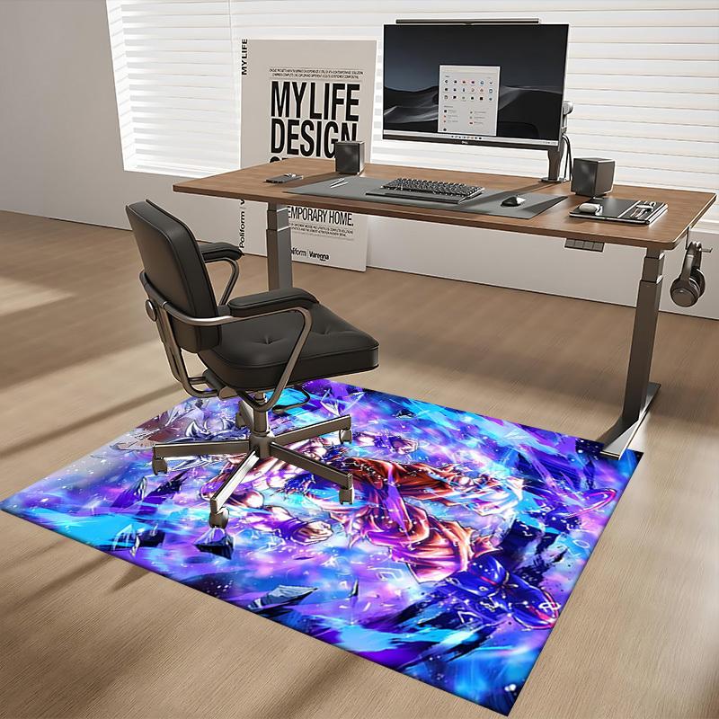 1pc Anime Dragon Ball Z Goku Super Saiyan Blue Office Chair Mat Non-Slip Carpet for Home Decor, Festival Gift, Suitable for Office and Living Room Dec