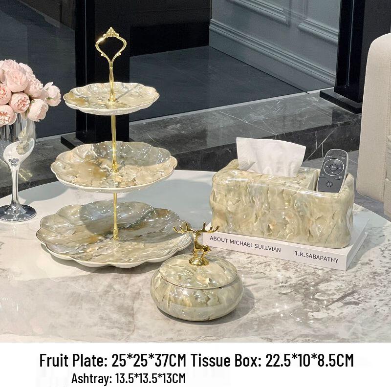 XuanKunPai European Multi-Tier Ceramic Snack Platter