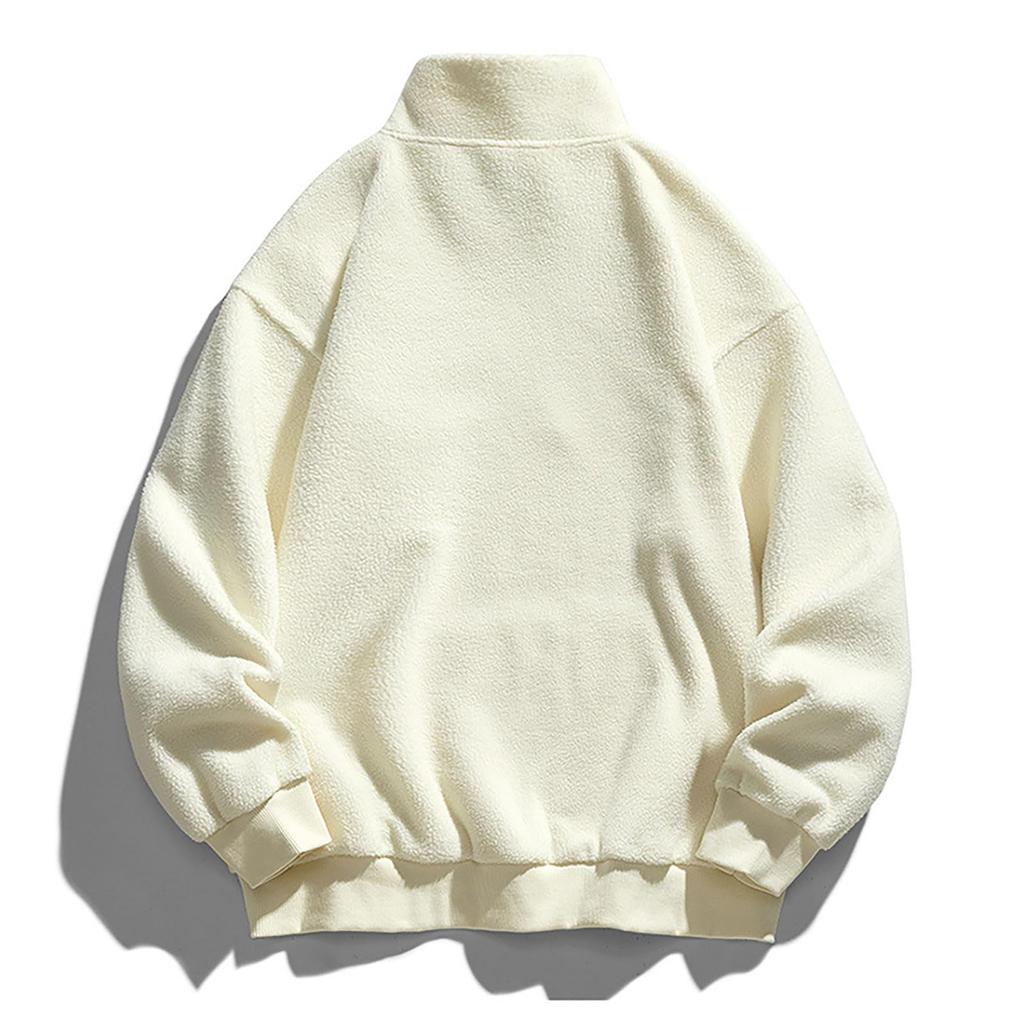Men's Casual Solid-color Long-sleeved Sports Sweatshirt, Men's Fleece Warm Semi-zippered Pullover Sweatshirt