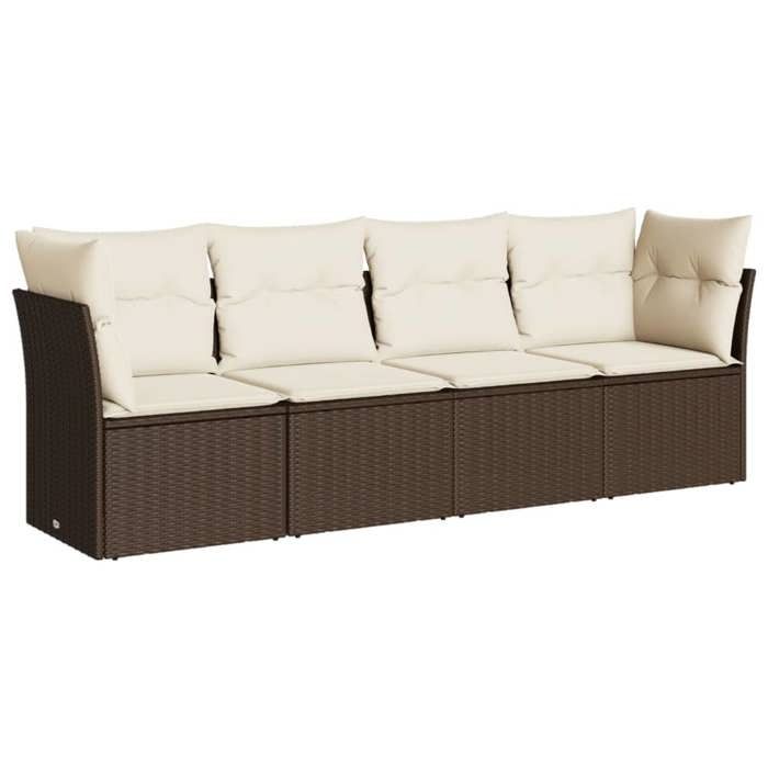 VidaXL Salon de Jardin avec Coussins 4 pcs, Canapés avec Pieds Réglables, Ensemble de Meubles d'Extérieur Patio Terrasse, 3249072