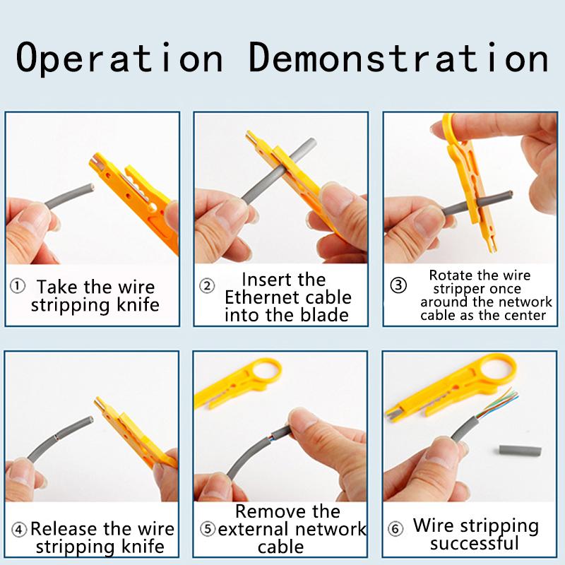 3pcs black/blue/yellow portable wire stripping pliers small wire stripping knife wire cutting tool network cable crimping pliers