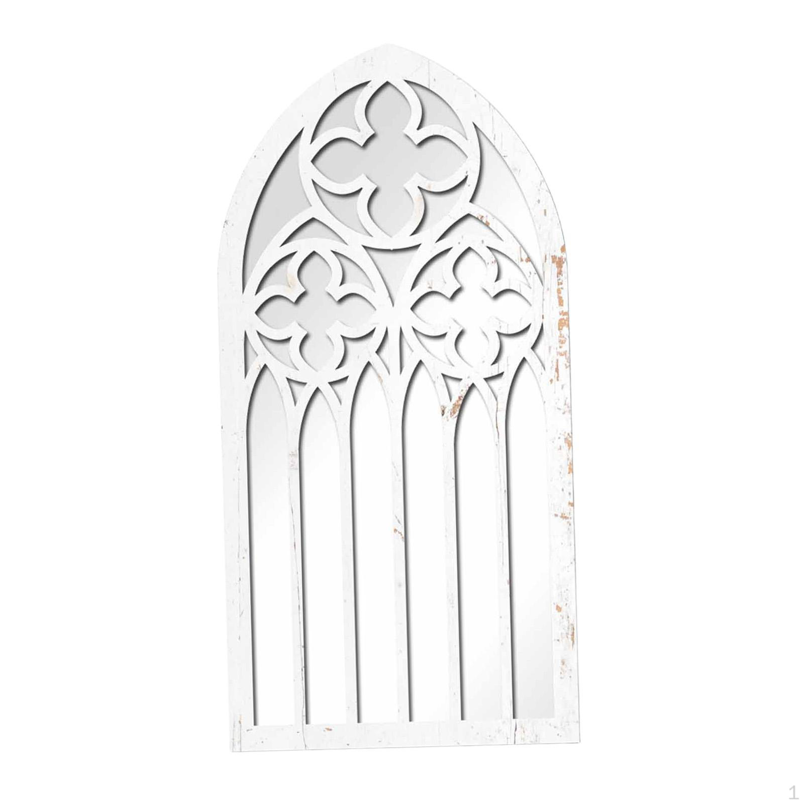 

Arched Mirror Decorative Windowpane Arch Vanity Entryway Wood Acrylic Artistic Style A