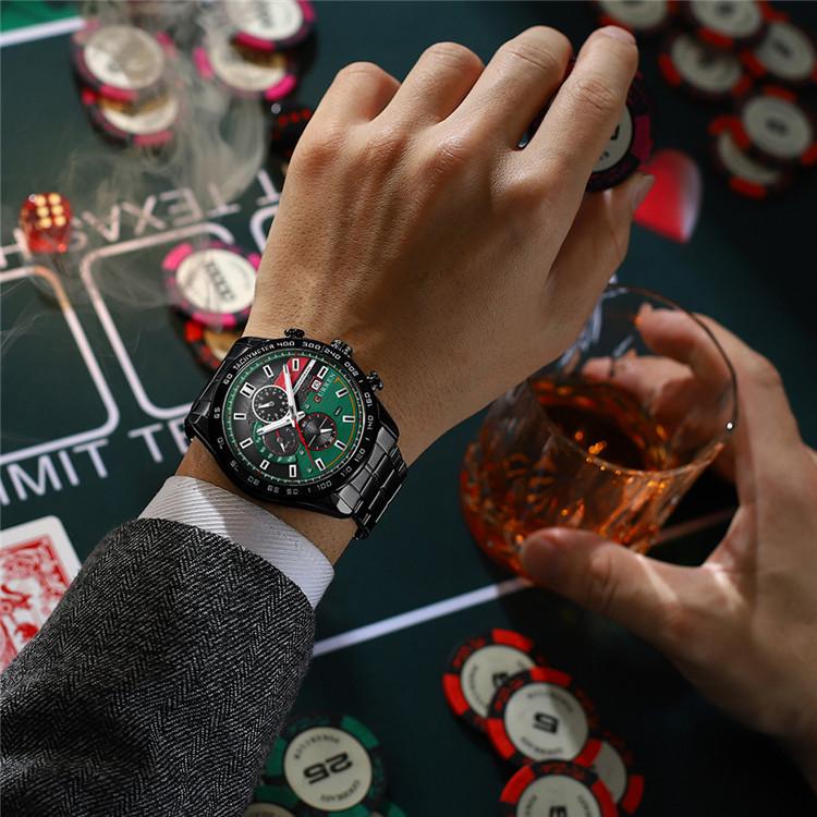 CURREN Men's Steel Belt Multi-functional Six-pin Sports Watch Men's Fashion Casual Watch