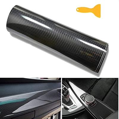 6D Kohlefaser selbstklebende Vinylfolie für Auto Innen/Außen, wasserdicht, blasenfrei, hell (Schwarz 300 * 30 cm)