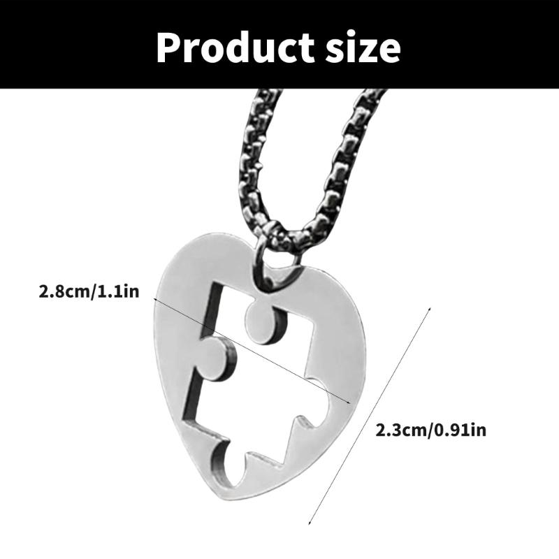 Heart Puzzle Pieces Couple Necklaces Sturdy Steel Heart Puzzle Pendant Necklaces Accessory for Couples Romance Gift