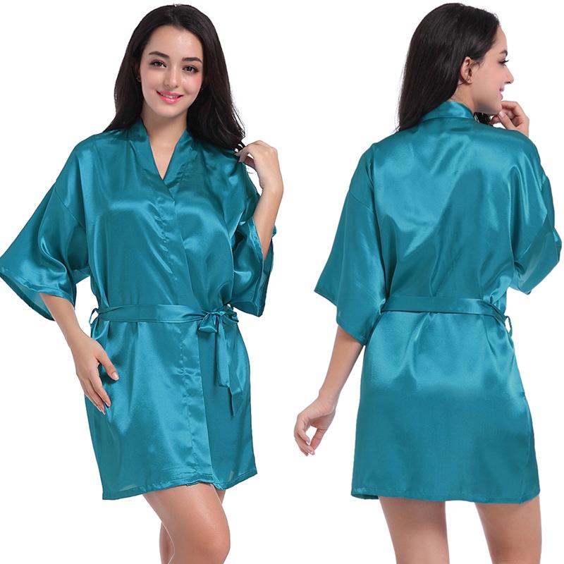 Women's Satin Twist Short Bathrobe - Glossy, Solid Color, Summer Thin, Sexy Cardigan