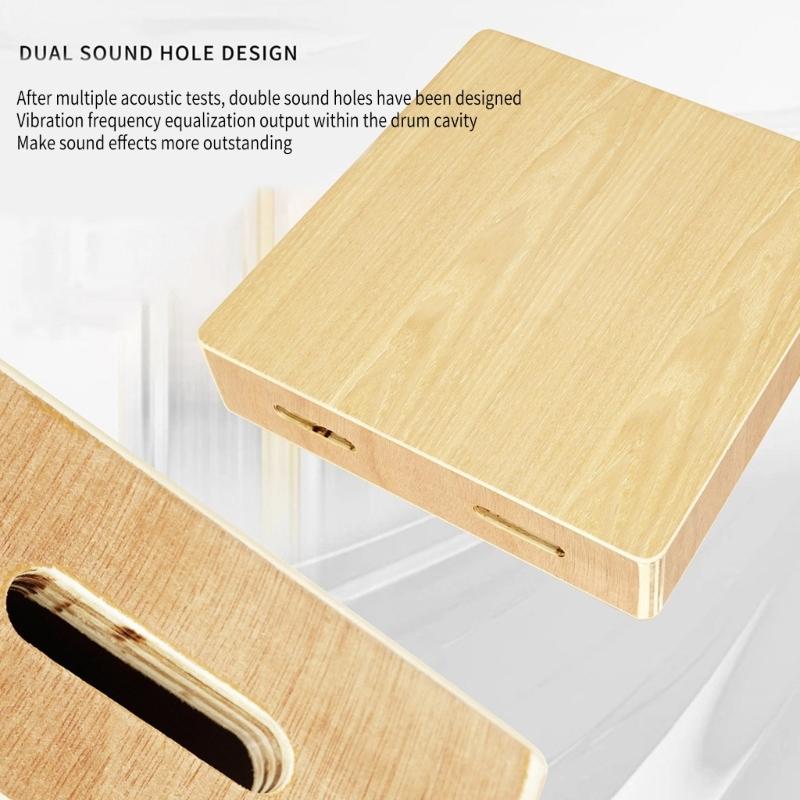 Basic Box Drum Percussion Box Flat Hand Drum Travel Cajon Box Drum with Strings