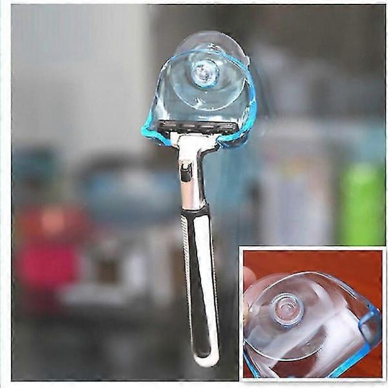 1piece/lot Plastic Super Suction Cup Razor Rack Clear Blue Bathroom Razor Holder Suction Cup Shaver Storage Rack Rd870734 - XY