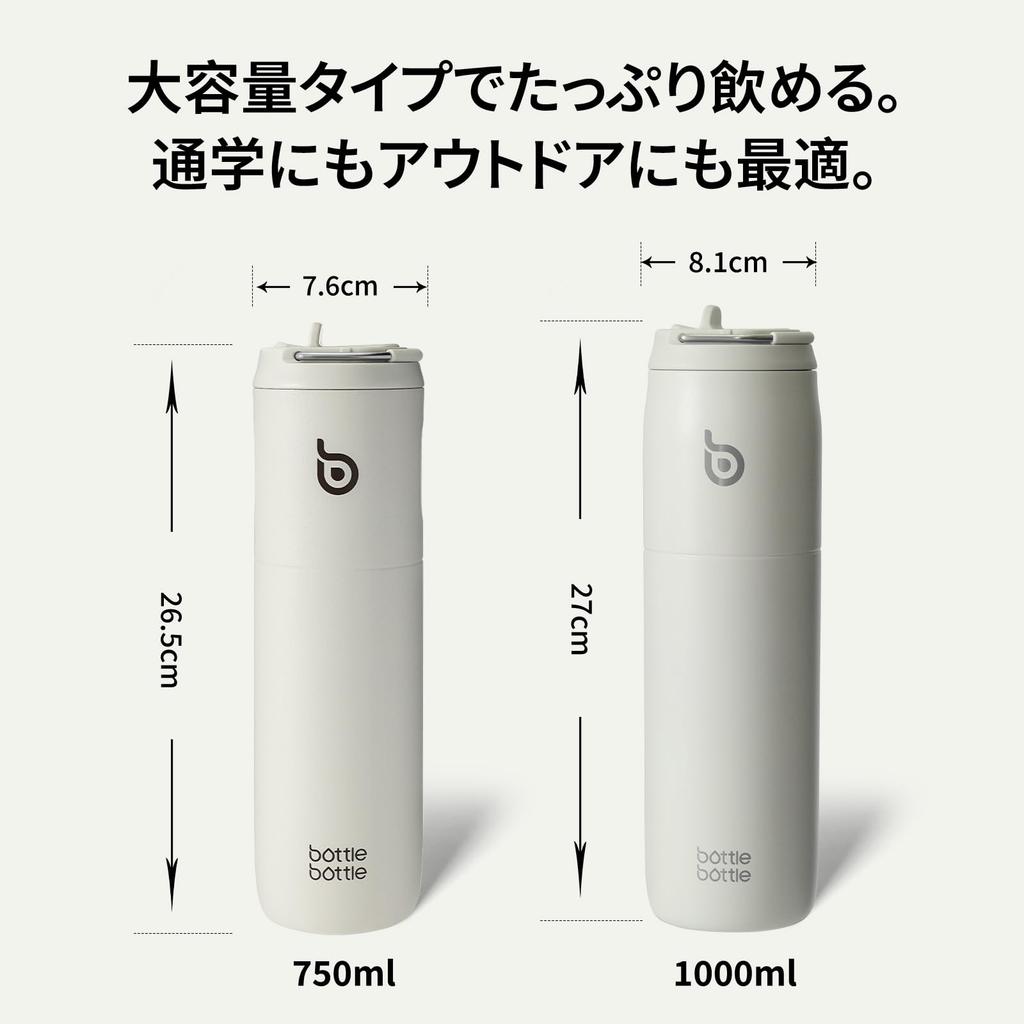 BOTTLE BOTTLE 1 Liter Water Bottle, Large Capacity (1000ml), with Straw, Direct Drinking, Insulated, Vacuum Insulated, with Handle, Stylish Stainless