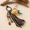 Portable Travel Keychain Designed with Lightweight Woven Gourd and Tassels Detail Handmade Keyring Accessory