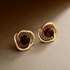 Original Retro Tiger Eye Stone Earrings for Women Gorgeous Autumn Styles Lustre Flower Earings Charm Banquet Jewelry Gifts