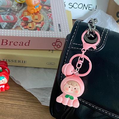 Cute Cartoon Three-Dimensional Fruit Doll Keychain Candy Color Creative Pendant  Backpack Decoration Accessories Gifts
