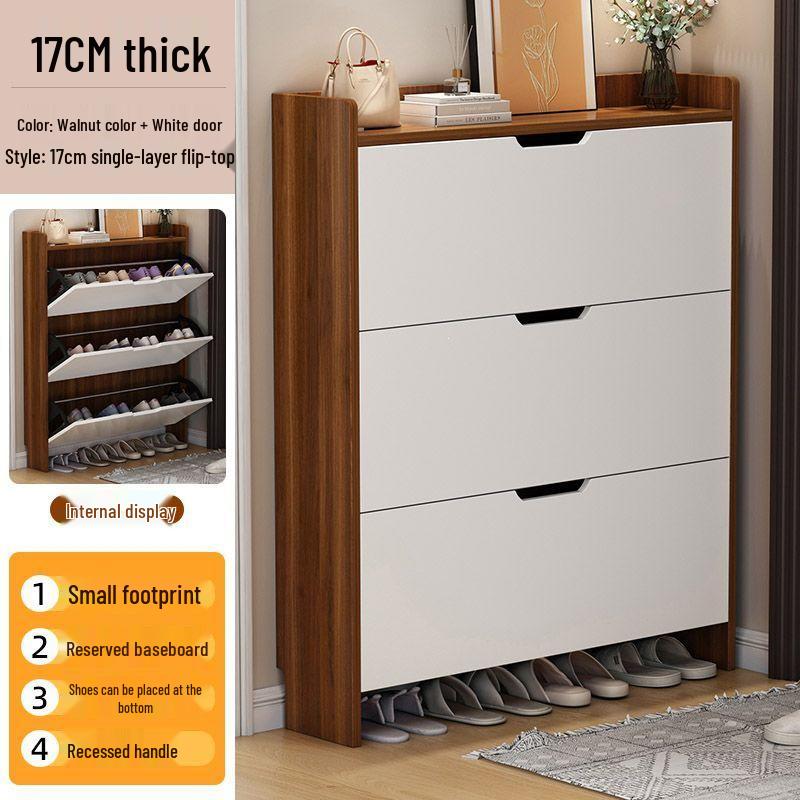 Ultra-Thin Flip-Lid Shoe Cabinet: Space-Saving Multi-Layer Rack for Narrow Entrances, Large Capacity, Economical Storage Solution
