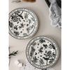Black and White PatternCeramic Dishes and Plates Sets Korean Simple Retro Afternoon Tea Cup with Tray Special Tableware