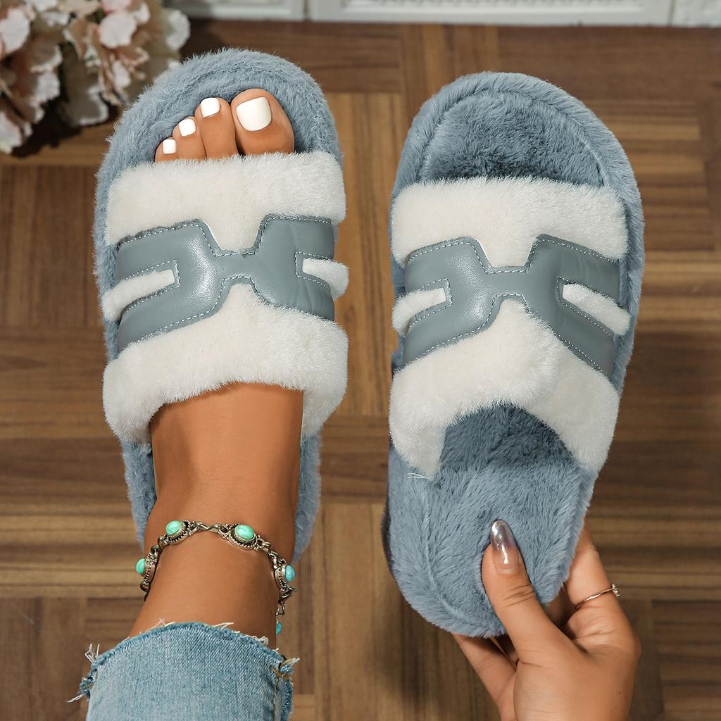 Fashion Women Slippers Autumn Winter New Trendy Furry Slippers Home Comfortable Outdoor Casual Cotton Shoes for Women Slides Women