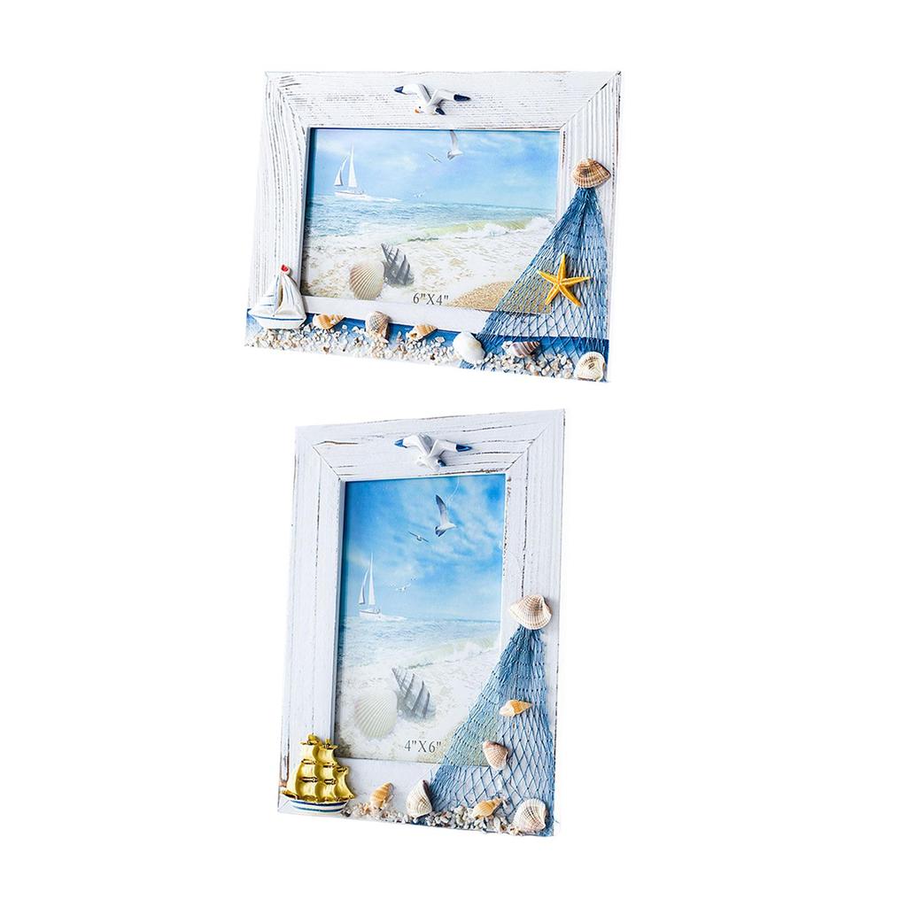 Photo Frame Shell Poster Display Vintage Style Tabletop for Holiday Indoor Birthday