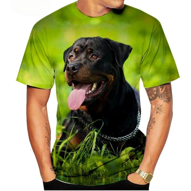Cute Pet Dog Summer Men's T-Shirt 3D Rottweiler Fashion Print