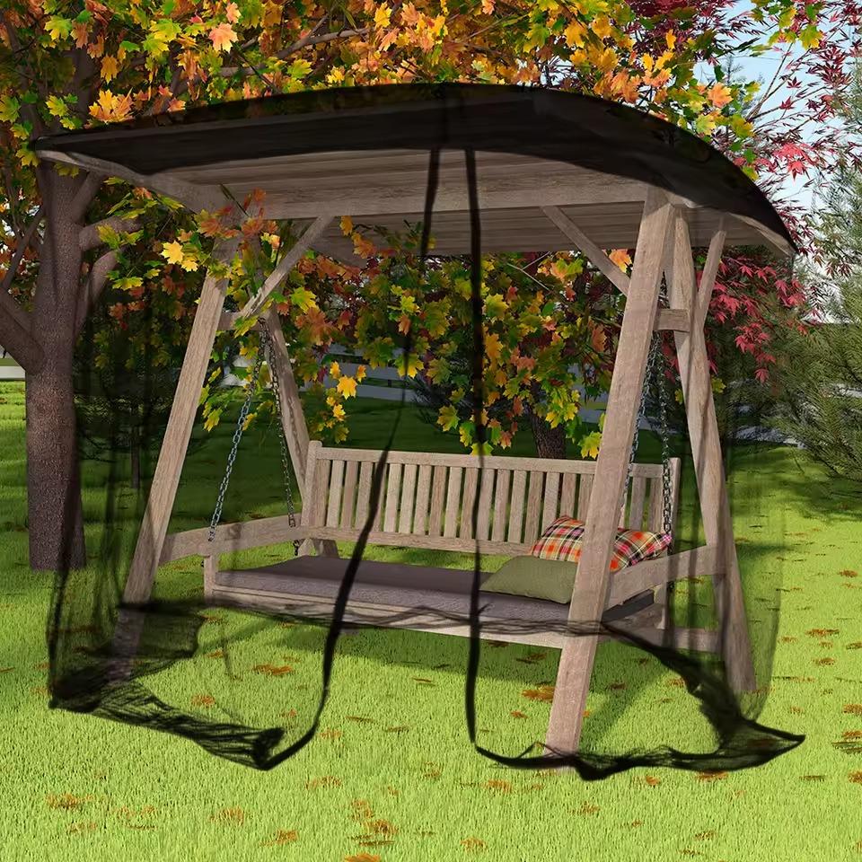 Waterproof Mosquito Net Cover for Patio Swing Chair with Zipper Closure nero