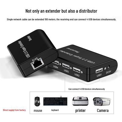 USB2.0 To RJ45 100M Extender: 1-to-4 Extension with Amplified Camera Signal