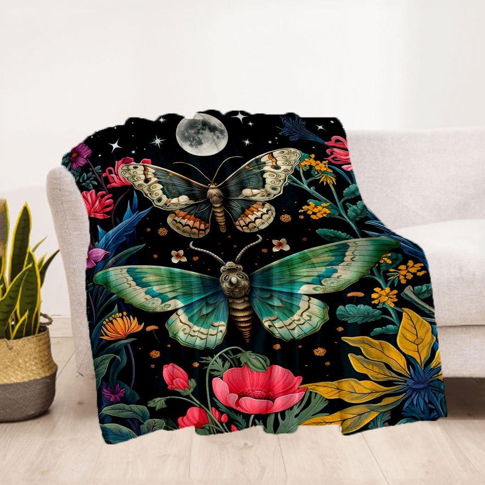 "Enchanted Garden Butterfly Wall Art Print"Blanket Flannel Throw Blanket for Sofa, Bed, Travel, Camping, Office, Couch, Chair, And Bed Gift