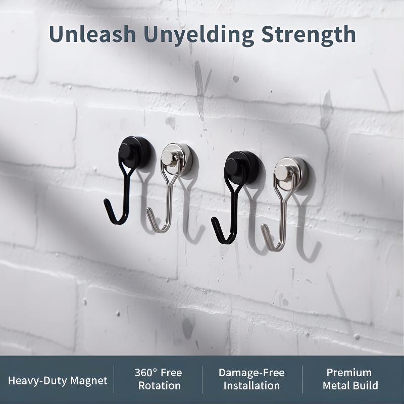 6Pcs Rotatable Magnetic Hooks,180°/360° Swivel Strong Magnet Hangers,Multi-Purpose Metal Magnetic Hooks for Home & Outdoor Use