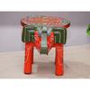 Handcrafted and Hand-Painted Colorful Wooden Elephant Stool/Side Table for Home/Office/Living or Bedroom Decor (Orange & Green)