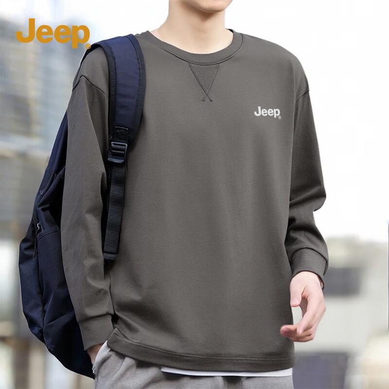 JEEP Men s Heavyweight Pure Cotton Long Sleeve T-Shirt XL