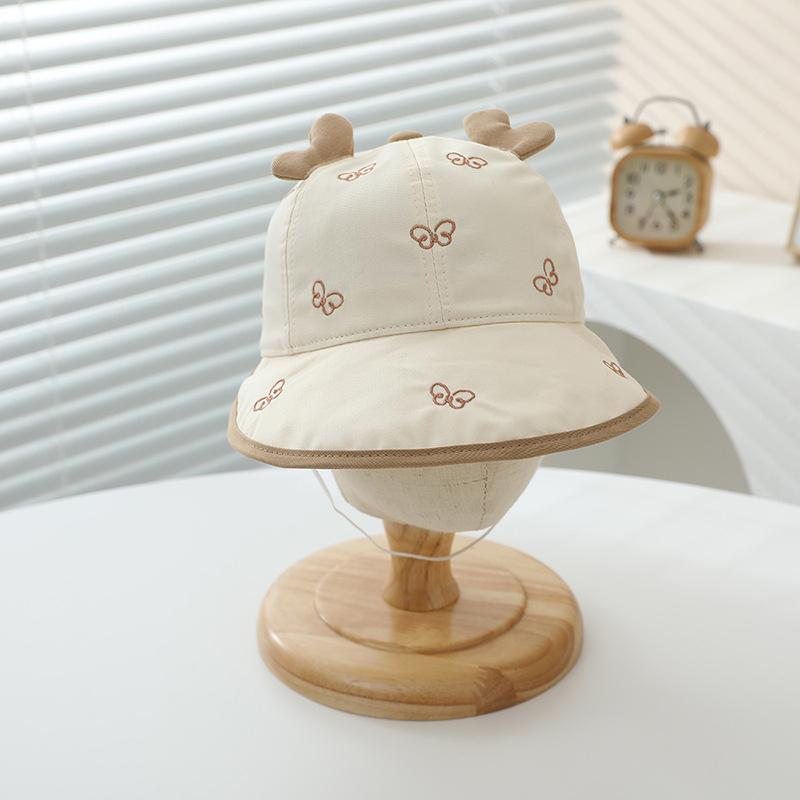 Children's Spring and Summer Pure Cotton Baby Fisherman's Hat Breathable Thin Baby Large Brim Sun Protection Pot Hat