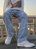 Herren Trendy Patchwork Denim Jeans - Hip Hop Ausgefranste Kante, Gerade, Locker Geschnitten Lässige Hosen