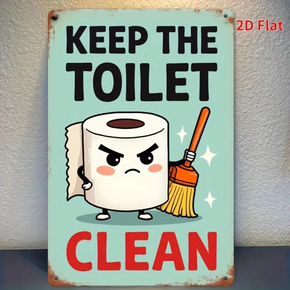 Retro Tin Sign Keep The Toilet Clean 20x30 Inch Funny Wall Art Indoor Outdoor Home Decor
