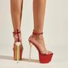 Fashion Transparent Pvc Buckle Strap Platform Sandals Women Summer Sexy Gold Thin High Heels Nightclub Pole Dance Shoes Pumps