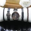 5pcs Set Fashionable New Quartz Watch Bracelet Calendar Gentlemanliness Round Dial Classic Watch for Gift Include Bracelet Box