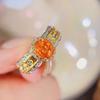 Women Rings Orange Fancy Diamond Solitaire High Carbon Zirconia Elegant Engagement Wedding Band