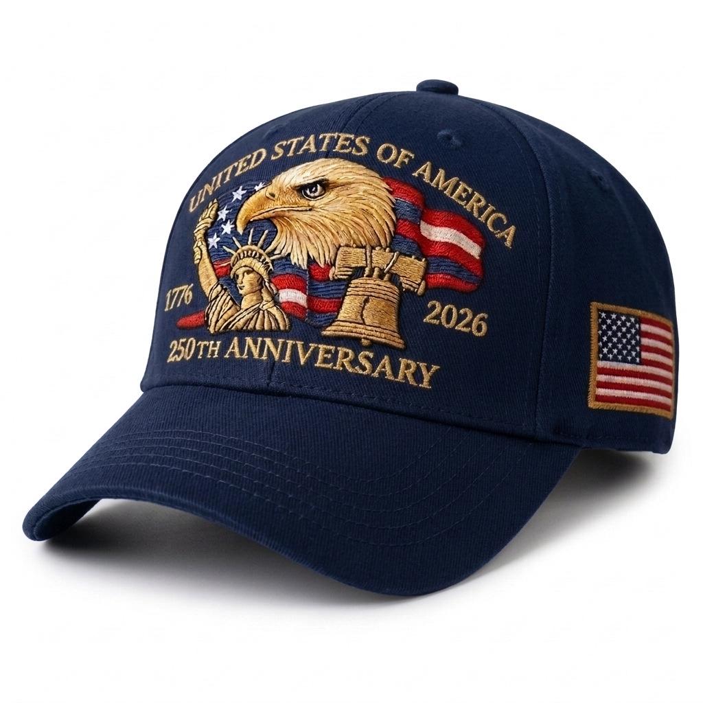 Beperkte Editie 250ste Verjaardag USA Eagle & Vrijheidsbeeld Geborduurde Baseballpet, Unisex Verstelbaar