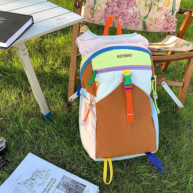 2025 summer foreign style color matching waterproof outdoor backpack women's lightweight travel backpack trend large capacity backpack