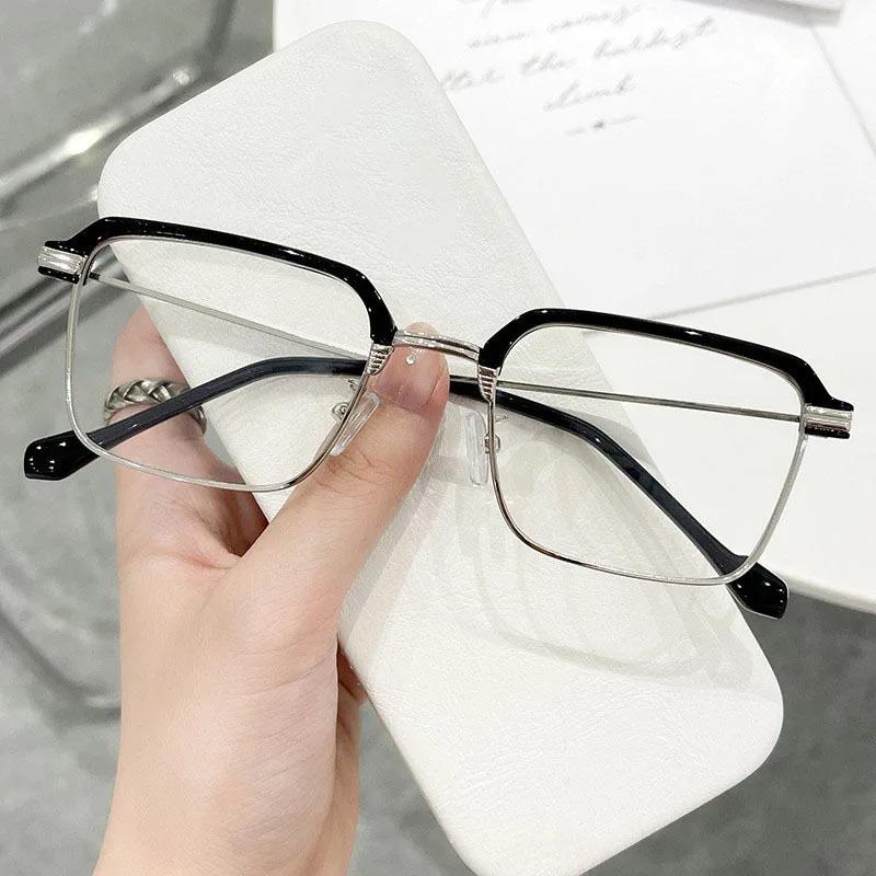 Fashion Square Reading Glasses Men Women Anti Blue Light Metal Frame Presbyopic Glasses Antifatigue Computer Eyewear 0 To +4.0