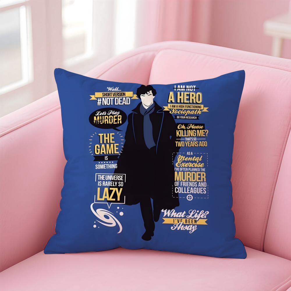 Tv Suspenseful SSherlock HHolmes Cushion Cover Pillow Case Soft Skin Friendly Fabric Comfort Concealed Zipper