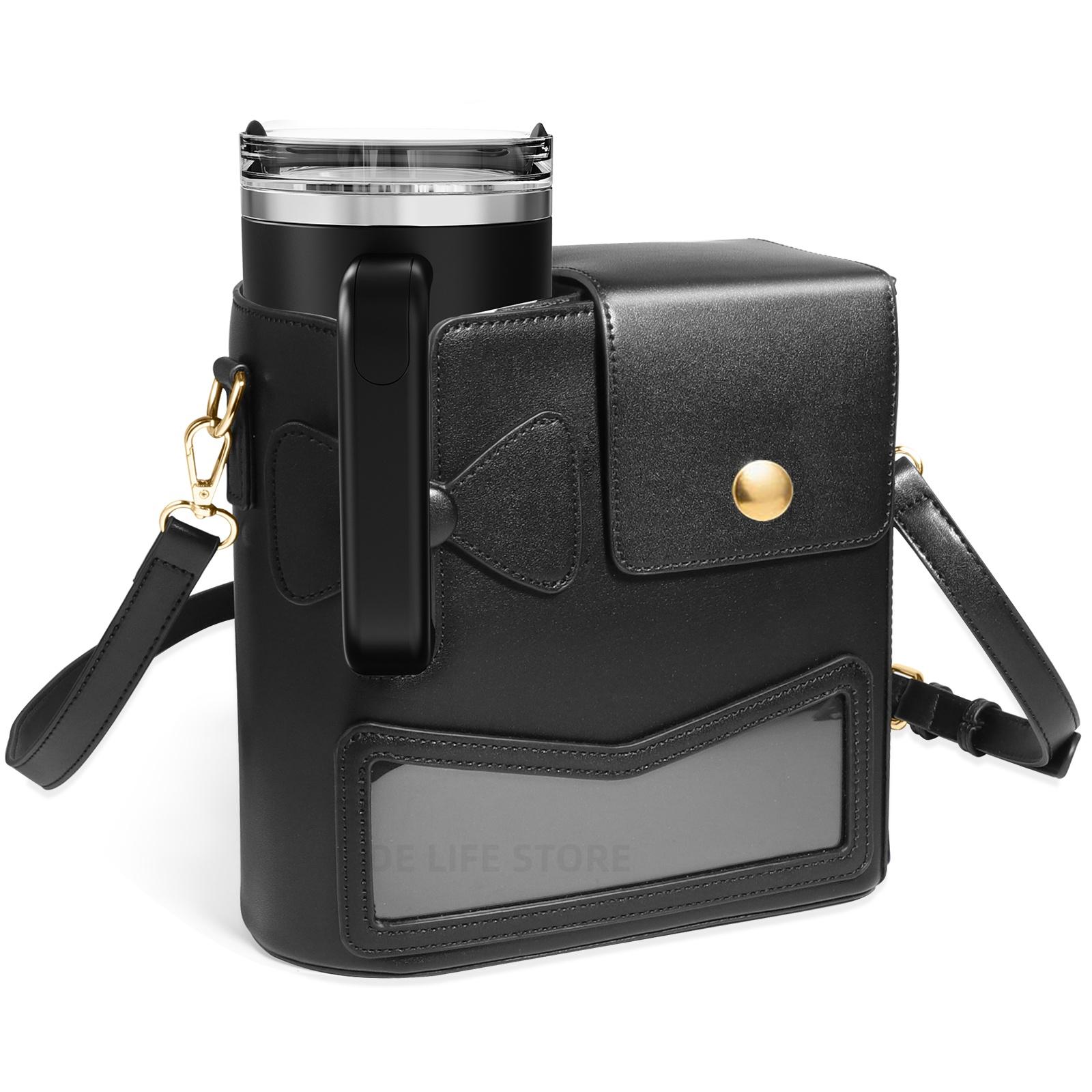 

Luxury Crossbody Bag For Women Leather Handbag With Adjustable Strap Outdoor Water Bottle Carrier Tote Bag For Stanley Cup чёрный